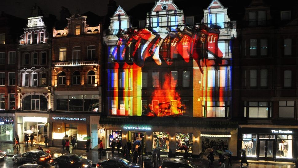 Projection of Fireplace on Building for Tommy Hilfiger