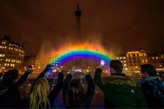 rainbow water screen projection lci for channel 4 cucumber promo