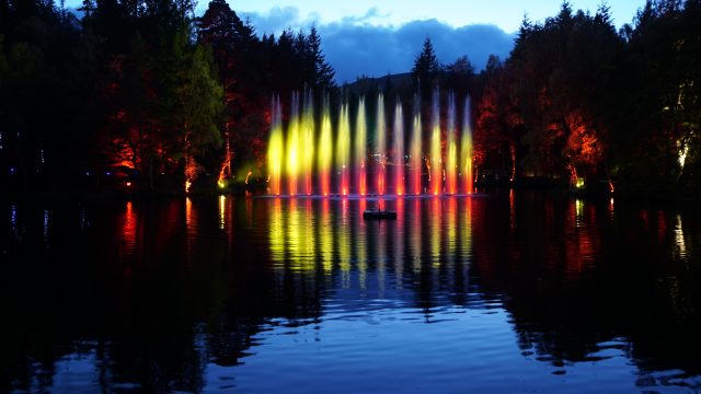 LCI's Enchanted Forest installation at Pitlochry waterscreen fountain and light show