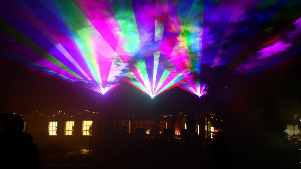 LCI's spectacular Christmas laser show at Clarks Village, UK