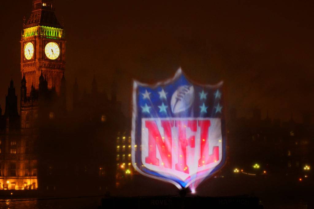 water screen for nfl on river thames, london