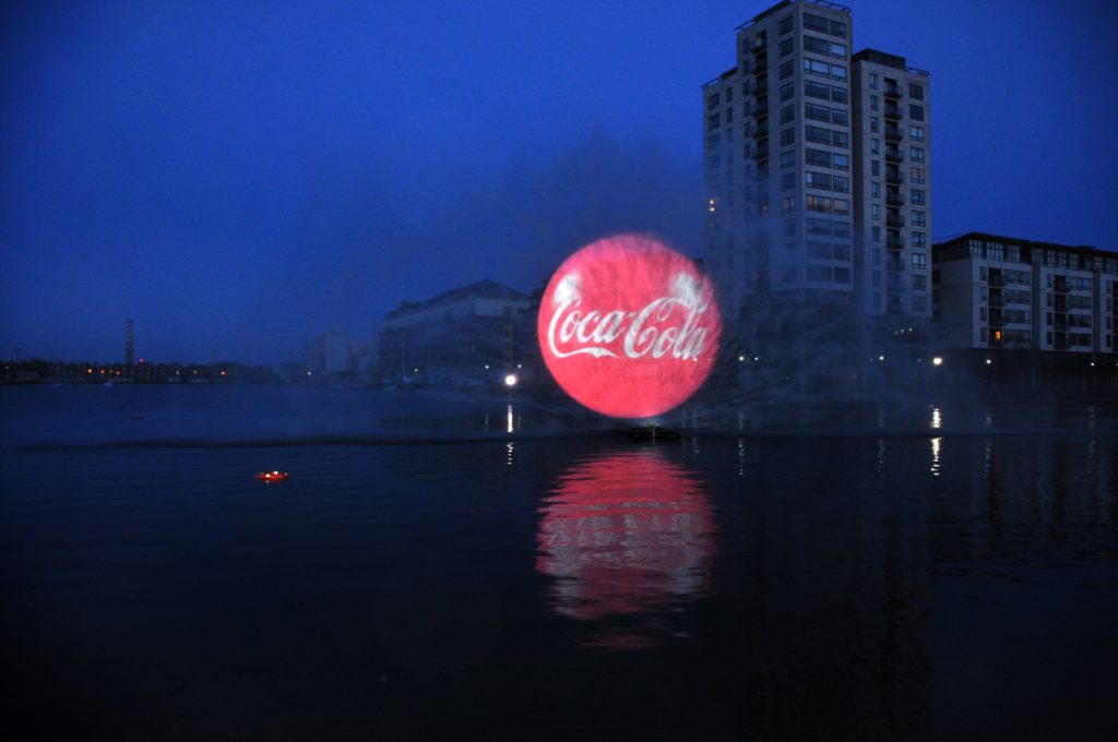 coca cola dublin 3D water screen projection hologram by lci productions