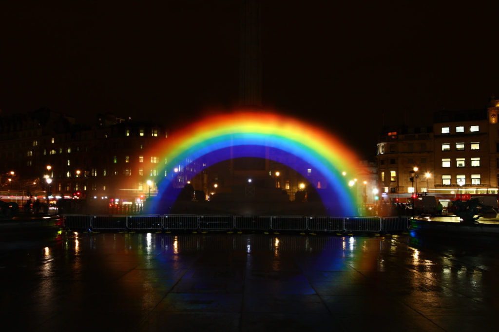 LCI - Trafalger Square water screen Rainbow channel 4