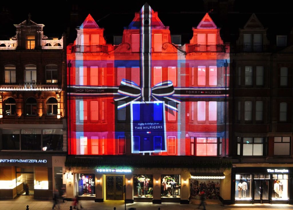 Projection Mapping of Christmas Present on Building for Tommy Hilfiger