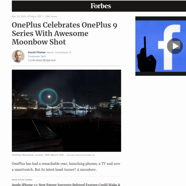 moonbow water screen projection london bridge by lci for oneplus in forbes news